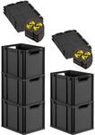 PROREGAL SparSet 5x Eurobox NextGen Grip mit Auflagedeckel & 4 gelben