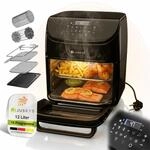 Juskys&reg; Hei&szlig;luftfritteuse 12L &mdash; Schwarz, Airfryer mit LCD-Touch, 10 Programmen,