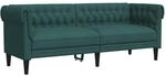 vidaXL Chesterfield-Sofa 3-Sitzer Dunkelgr&uuml;n Stoff