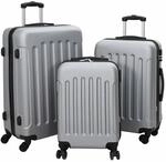 vidaXL Koffer mit Schloss 3 pcs Silber 50 x 31 x 78 cm ABS Kunststoff,