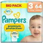 Pampers Premium Protection Gr&ouml;&szlig;e 3, 64 Windeln, 6kg-10kg, Doppelter Schutz f&uuml;r die