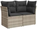 vidaXL Gartensofa mit Kissen 2-Sitzer, Sofa mit Staufach unter Sitzfl&auml;che,