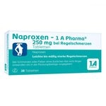 NAPROXEN-1A Pharma 250 mg b.Regelschmerzen Tabl. 20 St