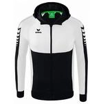 Erima Herren Six Wings Trainingsjacke mit Kapuze (1032214), schwarz/wei&szlig;, L