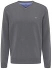 FYNCH-HATTON Pullover aus Baumwolle mit V-Ausschnitt Steel / 3XL