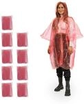 Relaxdays Regenponcho Einweg, 10er Set, Einmal Regencape mit Kapuze, f&uuml;r Erwachsene,