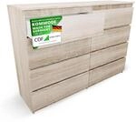CDF Kommode Eiche Sonoma mit 8 Schubladen 40 cm Tief Komodenschrank Komode f&uuml;r