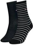 TOMMY HILFIGER Damensocken Doppelpack Uni/Ringel schwarz Gr&ouml;&szlig;e 39-42