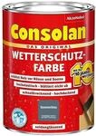 Consolan Wetterschutzfarbe, Deckender Holzschutz f&uuml;r Au&szlig;en, Sommerblau, 750 ml