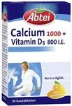 ABTEI Calcium 1000 + D3 800 I.E. - Calciumtabletten f&uuml;r Knochen - 30 St. 
