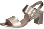 CAPRICE Damen Sandalen mit Absatz aus Leder mit Fu&szlig;bett, Metallisch (Platin Metal.),