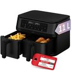 Haier Hei&szlig;luftfritteuse 2 Kammern I 11 L Airfryer Doppelkammer f&uuml;r 9 Portionen I