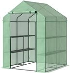 Outsunny Foliengew&auml;chshaus 8 Regalebenen mit T&uuml;r 143 x 138 x 190 cm Gr&uuml;n