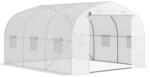 Outsunny Gew&auml;chshaus Gartentunnel Abm. 3,5L x 3l x 2H m T&uuml;r + 6 aufrollbare Fenster