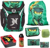 Familando - Schulranzen Set 8-teilig mit Lunch-Set - Ninjago Gr&uuml;n - Ergonomisch,