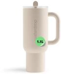 waterdrop&reg; Thermobecher mit Strohhalm 1,1L &ndash; Auslaufsichere, robuste...