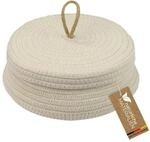 HMF Aufbewahrungskorb Badezimmer rund, Korb mit Deckel aus Baumwolle | Flach |...