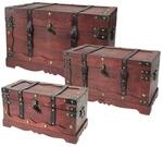 HMF Schatztruhe aus Holz, gro&szlig;e Schatzkiste mit dekorativem Schloss f&uuml;r
