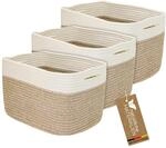 HMF Aufbewahrungskorb mit versteckten Griffen, 3er Set, Korb aus Baumwolle |...