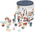 Speedy Monkey 691009 Holz-Bausteine-Set mit Steckspiel, 50 verschiedenfarbige