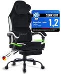 PixelPilot Gaming Stuhl Ergonomisch mit Fu&szlig;st&uuml;tze, Atmungsaktiver Stoff Gamer