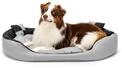 lionto Hundebett 4-in-1 mit Wendekissen, 110 x 80 cm, Schwarz | Robustes,