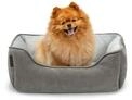 lionto Hundebett 2-in-1 in Wildlederoptik, 60 x 50 cm, Grau | Wendbares, robustes