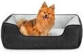 lionto Hundebett 2-in-1 in Wildlederoptik, 80 x 60 cm, Schwarz | Wendbares, robustes