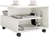 VCM Holz Couchtisch | Sofatisch mit Rollen | Wohnzimmertisch rollbar | Ma&szlig;e H....