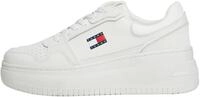 TOMMY JEANS Damen Flatform Sneaker Retro Basket aus Leder, Wei&szlig; (Ecru), 42
