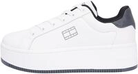 Tommy Jeans Damen Flatform Sneaker Essential Low Top, Wei&szlig; (Ecru/Washed Black), 37