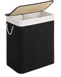 SONGMICS W&auml;schekorb 2 F&auml;cher, 100 L W&auml;schesammler mit Deckel, W&auml;schebox Bambus,