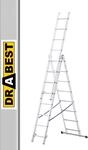 DRABEST - Home - Aluminium-Leiter - 3x6 Sprossen - Max. 2,97 m lang - Max.