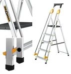 DRABEST Leiter PRO Serie Leiter Klappbar mit Sicherheits Handl&auml;ufen Alu Klaptritt 5