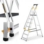 DRABEST Leiter PRO Serie Alutrittleiter 7 Stufen Leiter Tritt Klappbar mit