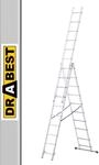 DRABEST - Home - Aluminium-Leiter - 3x6 Sprossen - Max. 2,97 m lang - Max.