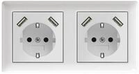 230 V Steckdose mit 2 x USB Ladeger&auml;ten, Schuko Wandsteckdose Unterputz, passend