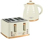 HOMCOM Wasserkocher Toaster Set Fr&uuml;hst&uuml;ck-Set Beige | 2200 W, 1,7L...