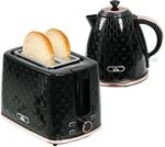 HOMCOM Wasserkocher- und Toaster-Set 2200W Schwarz | 1,7L...