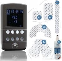 TENS EMS Kombiger&auml;t STIM-PRO X9B - 4 Kan&auml;le im Set mit 8 Stk 5x5cm, 4 Stk...