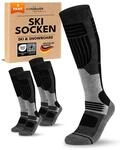 sockenkauf24 Damen Merino Skisocken 35-38 (2 Paar) Thermo Winter Kniestr&uuml;mpfe mit