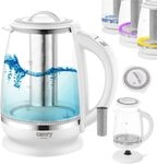 Camry CR 1290 Glas-Wasserkocher 2 L mit Teesieb Wei&szlig;
