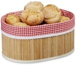 Relaxdays 2 x Brotk&ouml;rbchen Bambus, Stoffeinsatz, HxBxT: 16,5 x 33,5 x 23,5 cm,