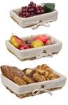 Relaxdays Brotkorb, 3er Set, versch. Gr&ouml;&szlig;en, geflochten, mit Stoffeinsatz,