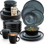 S&Auml;NGER Manila Steingut Geschirrset 6 Personen, Teller Set 30-tlg Blau |...