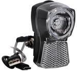 FISCHER Fahrrad LED-Frontlicht 45/20 Lux, mit Akku und USB-Ladefunktion, Dynamo-Look,