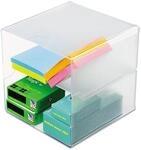 Deflecto Aufbewahrungsbox Cube, 2 F&auml;cher, 153 x 153 x 153 mm, aus glasklarem