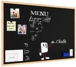 ALLboards Kreidetafel Magnetisch mit Naturholzrahmen 90x60cm, Magnettafel Schwarz,