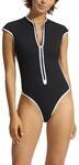 Seafolly Damen Einteiler mit Fl&uuml;gel&auml;rmeln und Rei&szlig;verschluss Vorne Badeanzug,