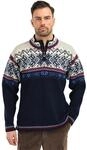 Dale of Norway Herren Vail Sweater Midnight Navy/Off-White/Red Rose Large